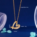 Collana con ciondolo a cuore dorato con design a corda e cristalli di zircone su catena - Oro (558)