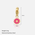 Pink enamel flower pendant charm in 18K gold stainless steel for DIY necklaces - Flower Pendant