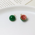 Miniature watermelon fruit charms in green and red enamel for DIY jewelry making - 02#Watermelon (10*13mm)