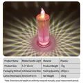 Pink striped LED flameless candle with romantic radial light projection, 5.3x16cm size - 5.3*16cm Diamond Pink Small without Base