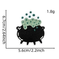 Detail of Halloween cauldron embroidery patch showing 6.7cm height and 5.6cm width dimensions - 10# Wizard Cauldron