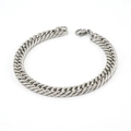 Classic silver stainless steel Cuban link bracelet for men with a secure lobster clasp - 8mm Steel Color Style / 8mm Wide / 22cm Long