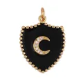 Shield pendant with black enamel inlay and sparkling crescent moon in gold finish - Black-Shield Crescent Moon