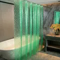 Wasserdichter grüner PEVA-Duschvorhang mit einzigartiger 3D-Wabenstruktur - 180*180CM / Grüner 3D Wasserwürfel mit Stahlöse und Magnet