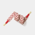 Red and beige chevron woven shoulder strap with leather trim and gold metal clips - 5cm x 70cm / Red Gold Buckle