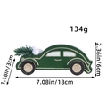 Green wooden Christmas car ornament with gold glitter details and dimensions 18x6x3cm - Y2-25 Sedan Style
