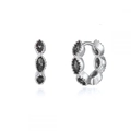 S925 sterling silver hoop earrings with marquise-cut black gemstones in a vintage style - Black Zirconia (Platinum Plated)