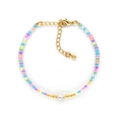 Bohemian colorful beaded bracelet with a natural freshwater pearl and gold clasp - Colorful Beads With Single Pearl (BLS240011A)