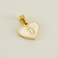 Golden heart pendant with white mother of pearl and capital letter D detail - Letter D (Single Pendant)