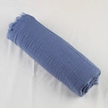 Solid sky blue cotton linen scarf with frayed edges and a natural crinkled texture - Denim Blue