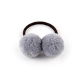 Cute gray pom-pom hair tie for kids with high elastic black band for daily styling - Gray