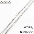 Zilveren roestvrijstalen box ketting met karabijnsluiting 550x3mm 6,5g gewicht - 550*3mm / Staalkleur