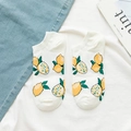 Calcetines invisibles de algodón con estampados de limones amarillos en blanco - Blanco Limón