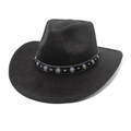 Dettaglio cappello in lana nera con pietre turchesi e borchie argentate decorative - M (56-58cm) / Nero
