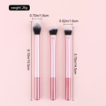 Roze 3-delige make-up borstelset met gradiënt handvatten, incl. maten en 26g gewicht - Roze