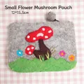 Handmade wool felt coin purse with mushroom and flower patterns, size 12x15.5cm - Flower & Mushroom