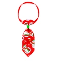 Adjustable red pet Christmas necktie with snowman and snowflake prints for cats and dogs - Bright Red Snowman Snowflake