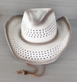 Sombrero vaquero degradado beige con orificios de ventilación y cordón ajustable - Estilo Tejido Hueco Degradado (02)