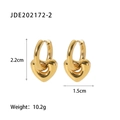Detail view of gold heart hoop earrings with dimensions 2.2cm height and 1.5cm width - Heart Shape JDE202172-2 / Gold