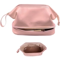 Pink double-layer PU leather cosmetic bag with handle and shell shape design - Cloud Bag Pink