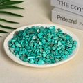 Natural turquoise crushed stones with blue-green hues and veins on a white tray - 100g Of Artificial Turquoise (7-9mm)