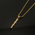 Men's 18K gold plated stainless steel hip hop necklace with wavy vertical bar pendant - Gold Letter I Pendant