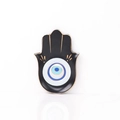 Schwarze Keramik-Hamsa-Handschale mit Evil-Eye-Muster und goldenem Rand-Detail - Hamsa Hand Böser Blick (Schwarz) Platte
