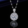 Silver necklace with round cut main diamond pendant and teardrop bail on black background - Xl-133 [with Four-leaf Clover Chain]