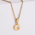 Minimalist 18k gold plated stainless steel necklace featuring a polished letter G pendant - Letter G