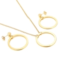 Minimalistisches goldenes geometrisches Halsketten- und Ohrring-Set mit hohlem Runddesign - Gold Kleines Modell (KS137902-Z)
