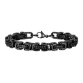 Men's handmade black stainless steel Byzantine chain bracelet with secure lobster clasp - Black / 23CM