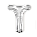 Silver letter T foil balloon with metallic finish for birthday party decorations - 16-inch Silver Slim Letter Aluminum Foil Balloon (t)