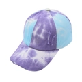 Distressed tie-dye baseball hat in purple and blue with street style ripped details - Distressed Style / Tie-Dye Blue Purple