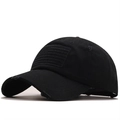 Berretto da baseball nero invecchiato con toppa in velcro bandiera USA e rete - Regolabile / Nero (02)