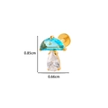F136 titanium mushroom labret stud with blue fan and clear teardrop gems in gold - Gold Blue