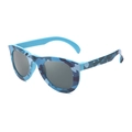 Blue camouflage plastic sunglasses for kids with sky blue temples and dark lenses - Blue Camouflage