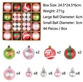 Set di 44 palline di Natale rosse e verdi con motivi a fiocco di neve e casette - Rosa e Verde