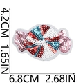 Detailed size view of candy-shaped sequin patches with red, blue, and pink embroidery - 2# Candy