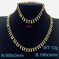 Set di gioielli in rame dorato con collana e bracciale e ciondoli a goccia - Stile Goccia D'acqua Con Perline Bianche (KS201056-Z)