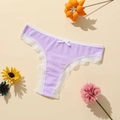 Tanga respirant en polyester mauve pour femmes avec dentelle et texture côtelée élégante - Mauve Clair