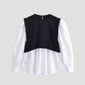Camiseta de manga larga para mujer con contraste en blanco y negro y diseño a capas - XS / Blanco y Negro