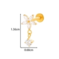 Golden flower labret stud with zircon marquise petals and a round hanging drop crystal - Marquise Flower Pendant Style (T2537-9# Gold)