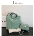 Detail of matcha green corduroy tote and small crossbody bag with gold chain strap - One Size / Tote Bag And Chain Bag / Matcha Green