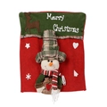 Funda de silla navideña con muñeco de nieve 3D y bordado para decoración del hogar - Muñeco de nieve / Verde/Bloque de Color