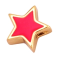 DIY red enamel five-pointed star bead with gold metal trim and threading hole - Star-Rose Red