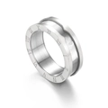 Silberner Edelstahlring mit gravierten römischen Ziffern und elegantem Doppelrand-Design - US 6 / Stahlfarbe