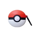 Poke Ball style silicone case for AirPods with protective metal carabiner hook - Poké Ball + Carabiner / AirPods 1/2 Gen