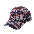 Outdoor-Baseballkappe mit digitalem Tarnmuster in Blau und Rot sowie gebogenem Schirm - Rot Blau Digital Camo