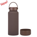 1L coffee brown insulated water bottle with matte finish, handle lid, and protective boot - 1 L / Dark Coffee