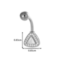 Silver stainless steel belly button ring with triangle pendant and clear zircon inlay - Silver Triangle Style (0200-2# Silver)